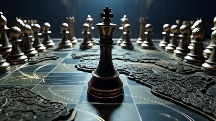 This captivating video features a dramatic chess showdown, with a powerful king piece taking center stage. The intense atmosphere, marked by strategic tension, invites viewers into the world of chess 