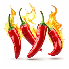 Red chili peppers with flames