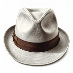 White fedora with brown band