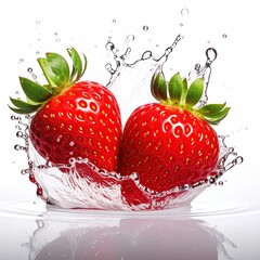 Fresh strawberries in water splash (1)