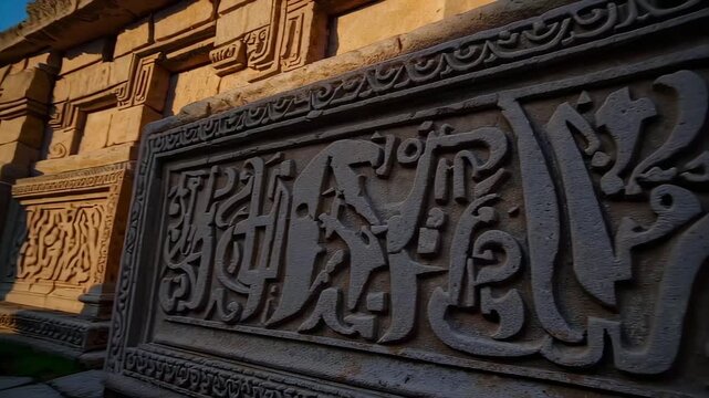 This intriguing video explores ancient stone carvings, showcasing intricate designs and craftsmanship. The sun casts shadows that enhance the details, highlighting the artistry and history behind thes