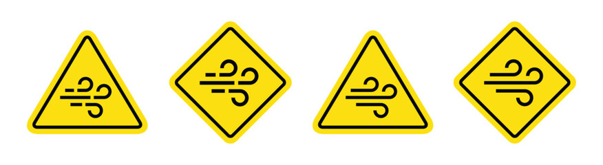 Wind warning alert icon, vector illustration