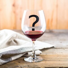 Red wine glass with question mark
