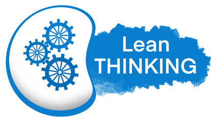 Lean Thinking Blue Gears Rounded Spatter Text
