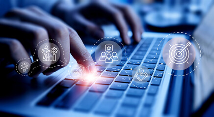 This project introduces a high-level Business strategy concept. Users interact by Touching screen on the icon representing business strategy elements; teamwork, partnership, innovation and technology