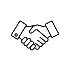 Handshake icon, business agreement, partnership, trust, collaboration, clean line art