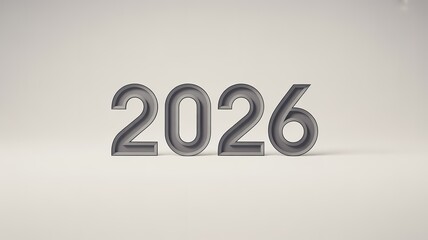 New Year 2026 Bold 3D Rendered Numbers on Minimalist Background Perfect for Future Themed Marketing and Design Projects