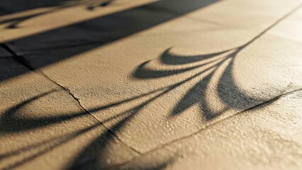 Sunlit Concrete Texture with Delicate Leaf Shadows and Natural Surface Cracks
