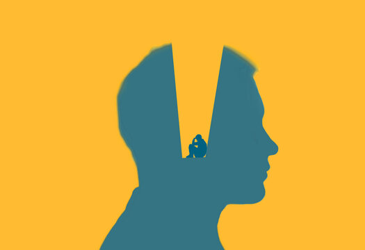 Silhouette profile illustration reflecting isolation and mental health