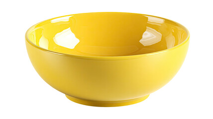 Glossy yellow ceramic bowl minimalist kitchen tableware modern home dining product studio photography isolated on white background