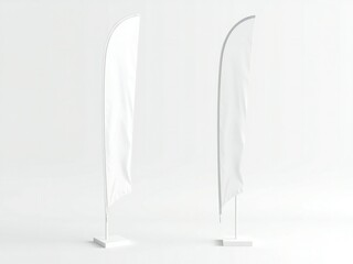Two white feather flags on stands