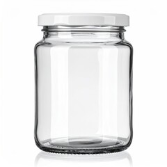 Clear glass jar with white lid, ready for storage