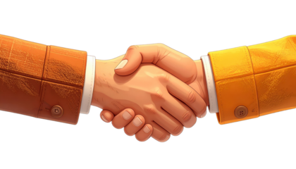 Close-up illustration of two business individuals engaging in a firm handshake to seal an agreement