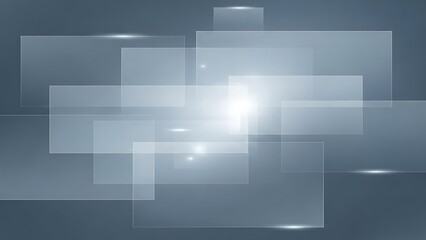Fototapeta premium A modern abstract design featuring overlapping transparent rectangles and a bright light source