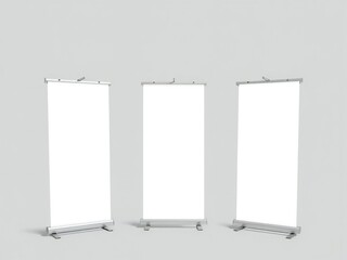 Three empty banner stands in a row