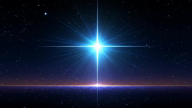 Bright star shining in dark universe celestial object against space