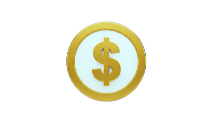 Obraz premium 3D Golden dollar coin icon with dollar sign on transparent background