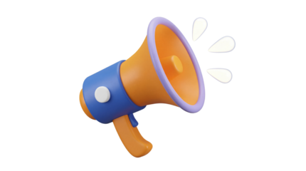 Vibrant 3D illustration of a megaphone announcing a message with sound waves