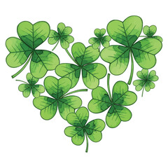 Watercolor Shamrock Heart for St. Patrick's Day Design