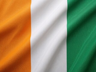 Fototapeta premium Waving Ireland national flag with green, white, and orange colors. Patriotic symbol representing Irish culture, identity, and independence.