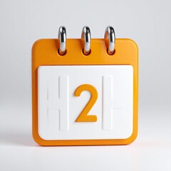 Orange and white desktop calendar displays the number "2
