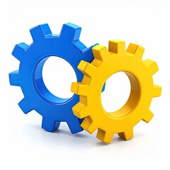 Two colorful, interlocked gears, symbolizing connection and teamwork