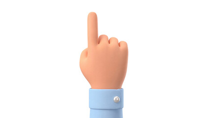 3D Rendered Hand Pointing Upward, Indicating Direction or Selection on Isolated Background