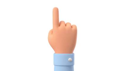 3D Rendered Hand Pointing Upward, Indicating Direction or Selection on Isolated Background