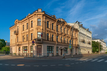 The building of the Saint Righteous John of Kronstadt City Hospital on a sunny summer day, Kronstadt, Saint Petersburg, Russia