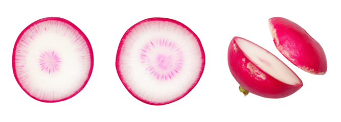 Sliced radishes on transparent background fresh food photography culinary delight