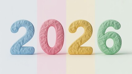 Colorful 2026 New Year Countdown Numbers on Pastel Backgrounds Vibrant Design Elements for Celebrations and Marketing Campaigns