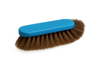 Blue cleaning brush with brown bristles for shoes