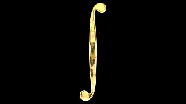 Gold integral symbol, light reflecting and patterns shifting, alpha channel
