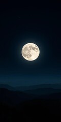 Fototapeta premium Giant moon illuminates the night sky, casting an ethereal glow over a darkened landscape, dark sky, mystic
