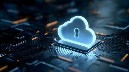Cloud infrastructure protected against cyber threats modern tech style