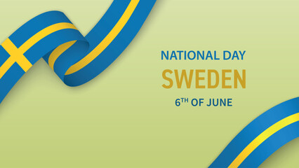 Sweden Independence Day Ribbon Celebration Banner Design