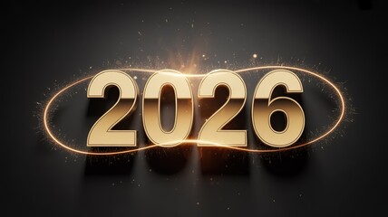 Elegant Gold 2026 New Year Countdown Sparkle Design on Dark Background Perfect for Celebrations and Future Plans