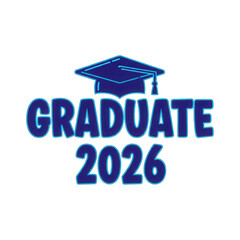 Graduation icon with graduate 2026 text for education and academic achievement
