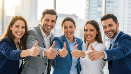 Business People Thumbs Up Office
