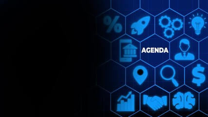 Agenda meeting appointment activity information concept. List of meeting activities in the order to be taken up, beginning with the call to order, ending with adjournment. Touching agenda