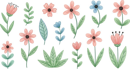 Naklejka premium abstract vector floral pattern design element featuring black flower, leaf, and branch silhouettes for art decoration and illustration