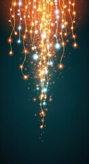 Naklejka premium Glowing festive string lights with bokeh on dark background