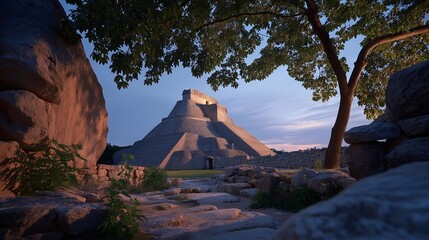 Maya astronomers depicted studying the night sky atop an observatory, star maps carved into stone aligning perfectly with celestial cycles — ancient science, advanced mathematics, and cosmic