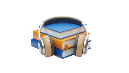 Audiobook icon with stack of books