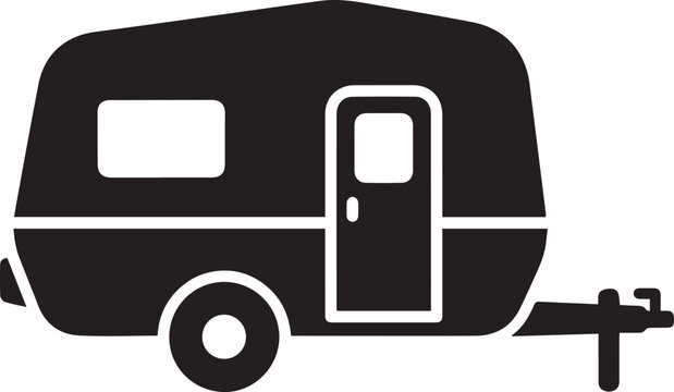 Camper trailer caravan icon for camping and road trip travel design