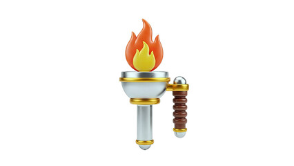 3D Render of a Stylized Torch with Flame