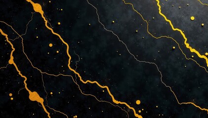 Black marble grunge texture, vibrant yellow veins , background, stone