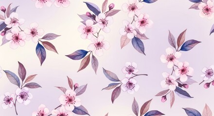 Pink Cherry Blossoms Delicate Floral Pattern Seamless