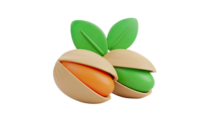 3D Rendered Pistachios with Leaves