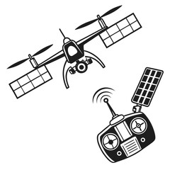 Illustration of a drone and remote control © rabby